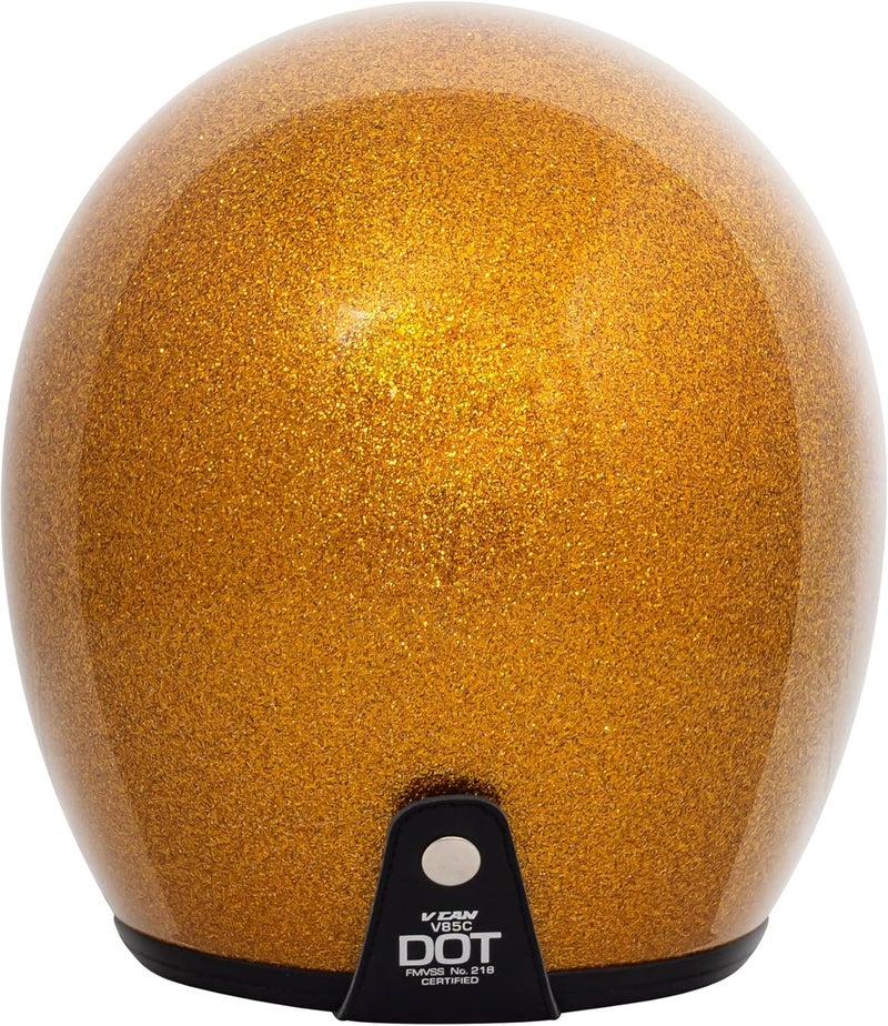 VCAN V85C 3/4 Open Face Motorcycle Helmet - Gold Metallic, DOT Approved - Image 5