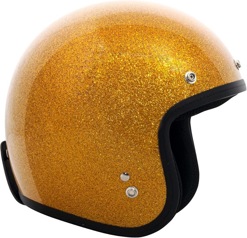 VCAN V85C 3/4 Open Face Motorcycle Helmet - Gold Metallic, DOT Approved - Image 3