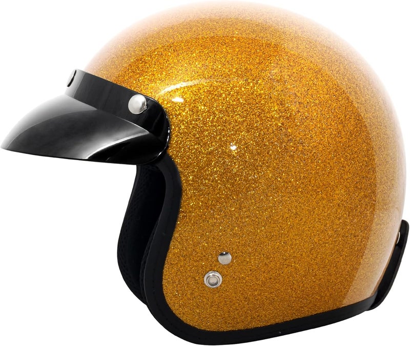 VCAN V85C 3/4 Open Face Motorcycle Helmet - Gold Metallic, DOT Approved - Image 1