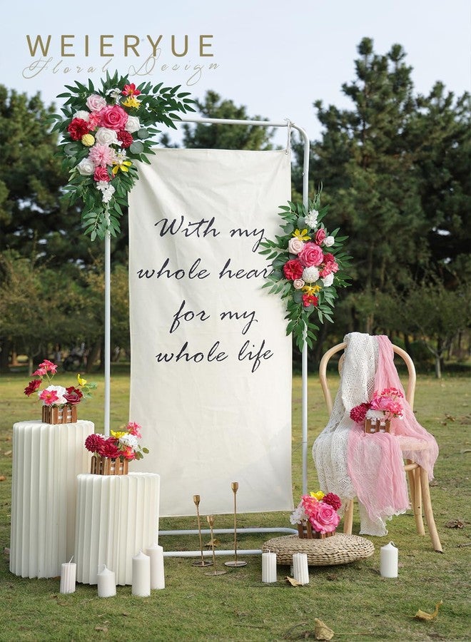 WEIERYUE Artificial Wedding Arch Flowers Kit(Pack of 2) for Wedding Arch, Bridal Shower, Ceremony and Reception Backdrop Decoration (Bright Pink) - Image 3