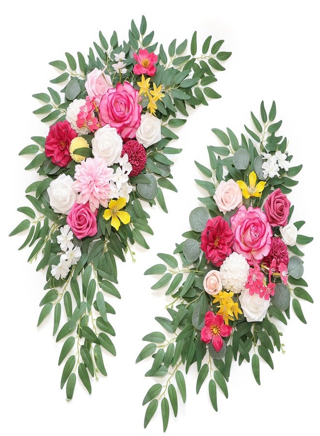 WEIERYUE Artificial Wedding Arch Flowers Kit(Pack of 2) for Wedding Arch, Bridal Shower, Ceremony and Reception Backdrop Decoration (Bright Pink) - Image 1