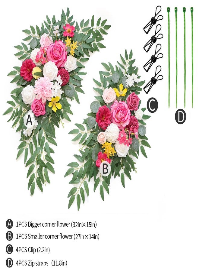 WEIERYUE Artificial Wedding Arch Flowers Kit(Pack of 2) for Wedding Arch, Bridal Shower, Ceremony and Reception Backdrop Decoration (Bright Pink) - Image 2