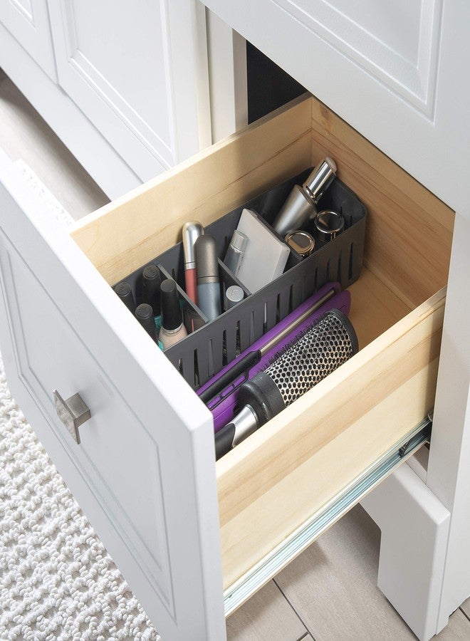 Simplify 4 Compartment Stackable Bin with Adjustable Dividers | Drawer Organizer | Storage Basket | Good for Office | Desk Supplies | Dorm |Bathroom | Accessories | Make Up | Grey - Image 5
