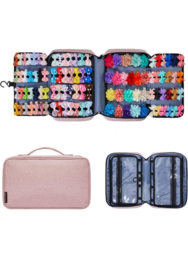 HUHYNN HUHYNN Hair Accessories Organizer for Girls, Hair Accessories Storage Bag, Hair Bow Storage Organizer for Girls with Multi-Compartments, Baby Hair Accessories Organizer for Travel  - Image 1
