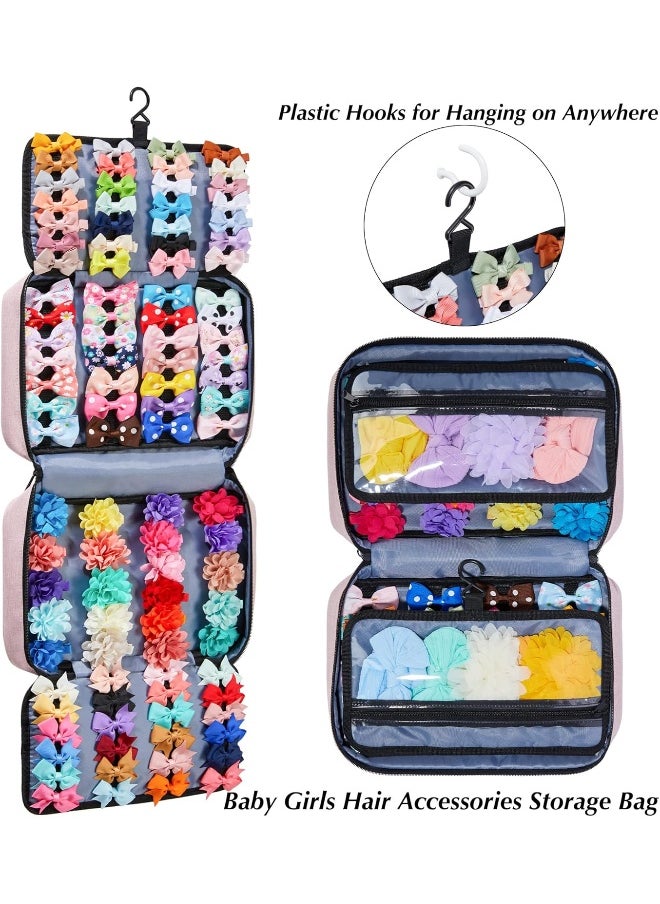 HUHYNN HUHYNN Hair Accessories Organizer for Girls, Hair Accessories Storage Bag, Hair Bow Storage Organizer for Girls with Multi-Compartments, Baby Hair Accessories Organizer for Travel  - Image 2