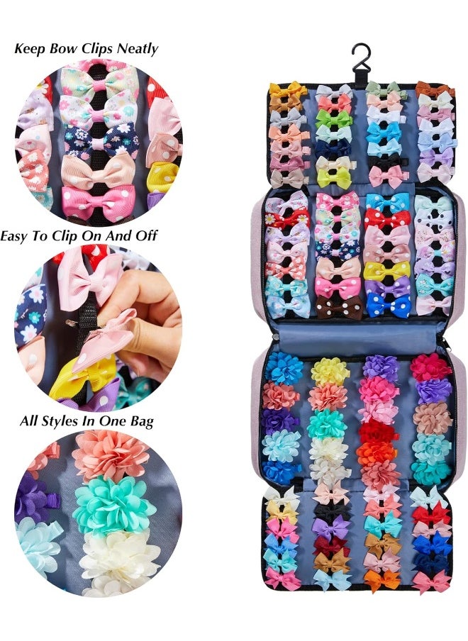 HUHYNN HUHYNN Hair Accessories Organizer for Girls, Hair Accessories Storage Bag, Hair Bow Storage Organizer for Girls with Multi-Compartments, Baby Hair Accessories Organizer for Travel  - Image 5