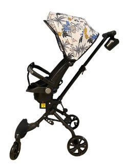 Foldable and Lightweight Reversible Stroller with Canopy Suitable For 1-5-Year-old Children Can Be Semi-reclined and Seated