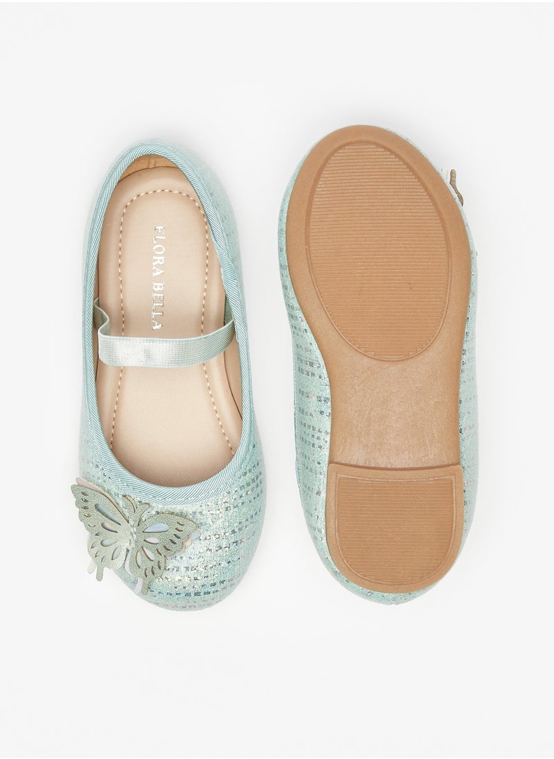 Flora Bella By Shoexpress - Girls Embellished Butterfly Ballerina Shoes with Elasticated Strap - Image 1