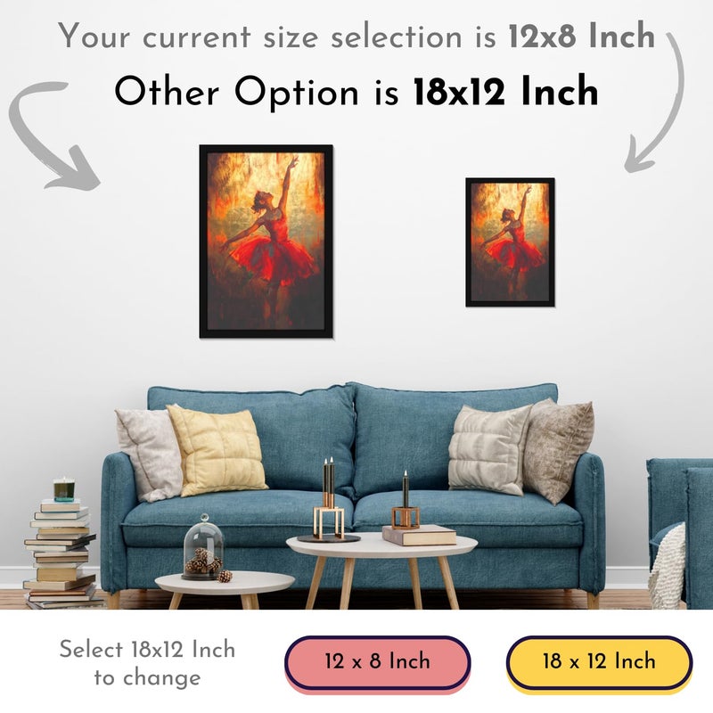 Mad Masters Pretty Dancing Girl in Short Red Dress Beautiful Woman Painting Photo Frame for Living Room Bedroom Home Decor and Wall Decoration MM 1833 8x12 Inch Paper Without Plexi Glass - Image 4