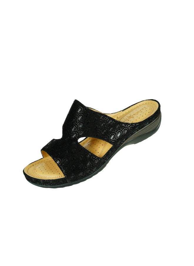 Michelle Morgan - 092-2704 Michelle Morgan Ladies Wedge Heel Sandals 88909-19 Black - Image 1