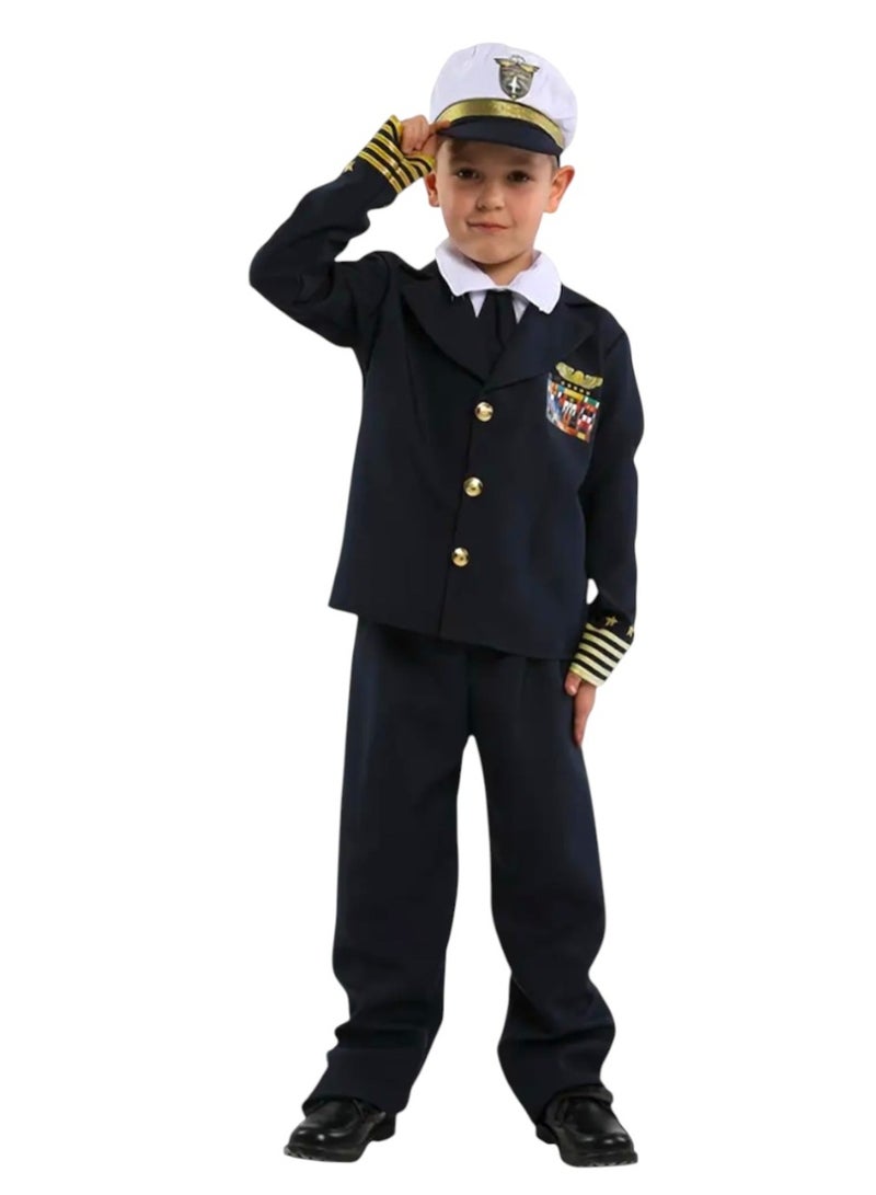Toy Box Airline Captain Uniform Pilot Costume Set with Cap For 8-9 Years Kids Large Size 120-130cm - Image 2