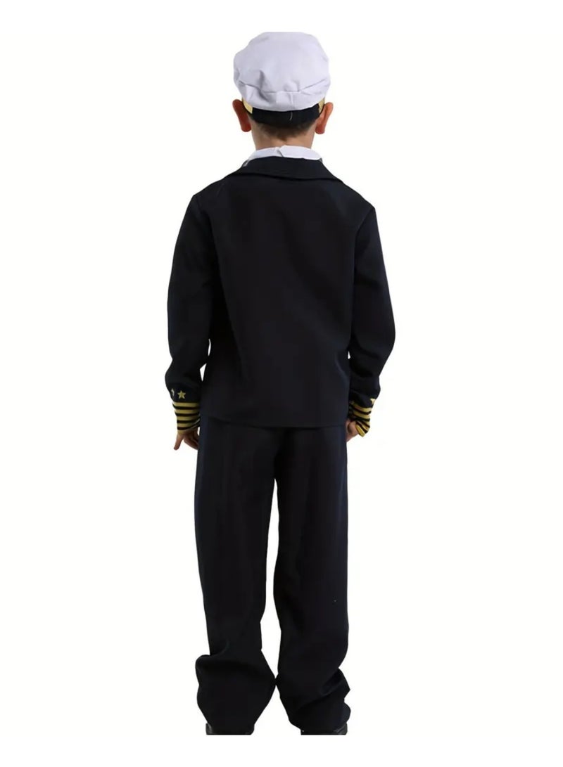 Toy Box Airline Captain Uniform Pilot Costume Set with Cap For 8-9 Years Kids Large Size 120-130cm - Image 3