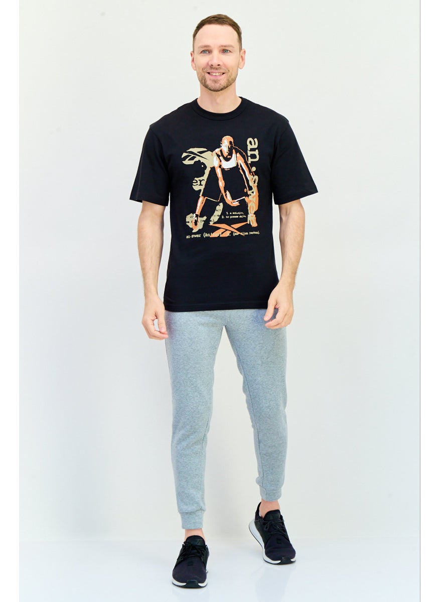 Reebok Men Sportswear Fit Short Sleeve Outdoor T-Shirt, Black  - Image 4
