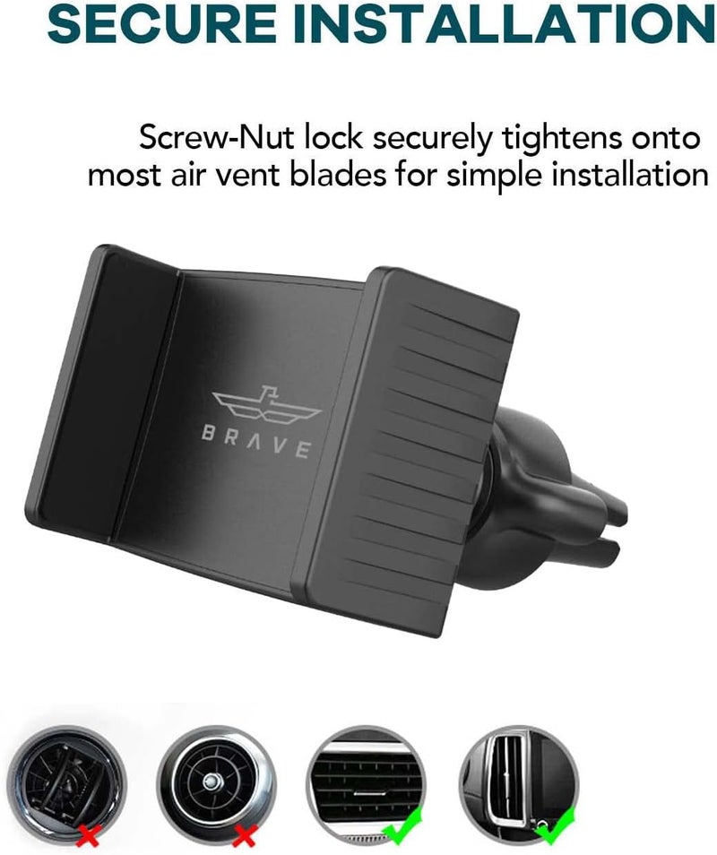 Brave Car Mobile Phone Holder 2-in-1 Universal Air Vent and Dashboard Device Holder with Strong Adhesion - Image 3