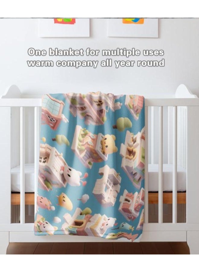 عام بطانية رقيقة من الفانيلا الكرتونية للأطفال والرضع (دافئة ومريحة، ومناسبة للنوم والألعاب) 70 سم * 100 سم