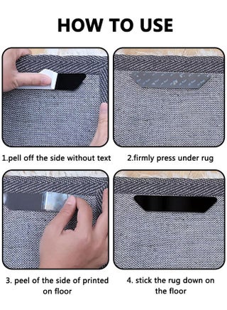 16 Pcs Non Slip Rug Tape for Hardwood Floors and Tiles, Reusable and Washable Carpet Tape for Area Rugs, Dual Sided Adhesive Rug Sticker to Keep Your Rugs in Place Style A - view 4
