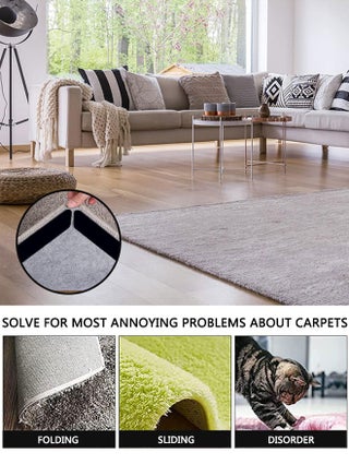 16 Pcs Non Slip Rug Tape for Hardwood Floors and Tiles, Reusable and Washable Carpet Tape for Area Rugs, Dual Sided Adhesive Rug Sticker to Keep Your Rugs in Place Style A - view 5