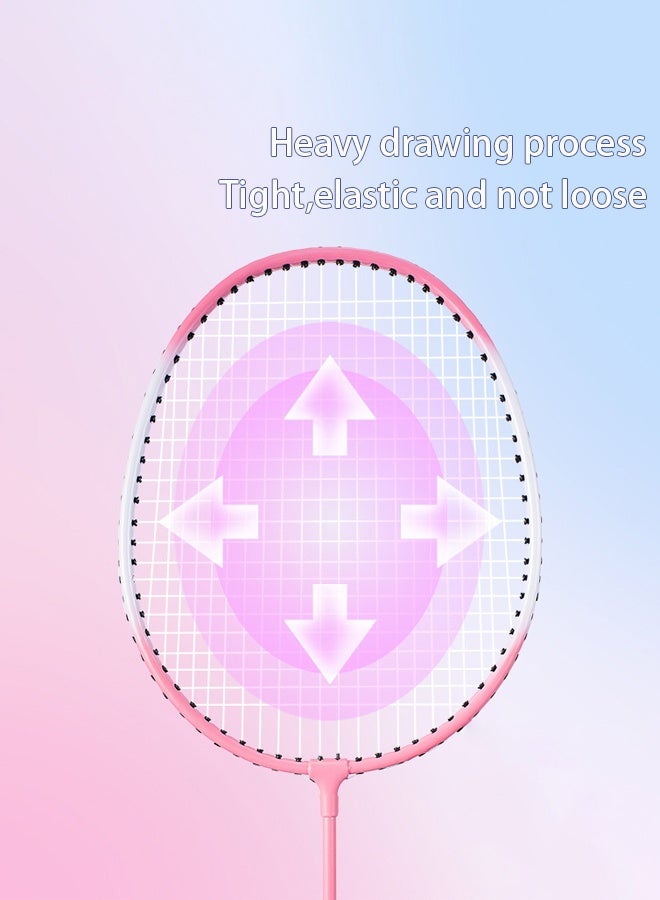 Hanayo Badminton Racket Set Lightweight Professional Badminton Racket Set for Adult and Children Including 2 Rackets 3 Shuttlecocks 2 Racket Head Protector 2 Hand Glue and Carry Bag(Pink) - Image 4