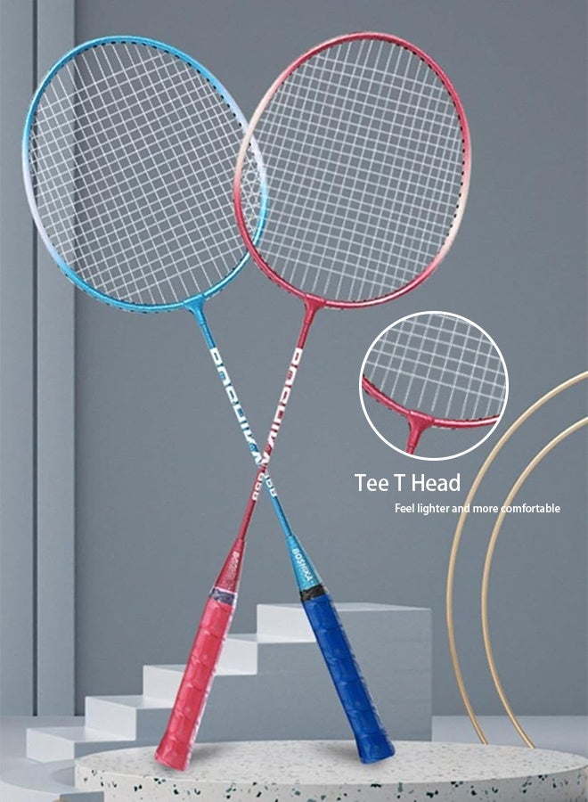 Hanayo Badminton Racket Set Lightweight Professional Badminton Racket Set for Adult and Children Including 2 Rackets 3 Shuttlecocks 2 Racket Head Protector 2 Hand Glue and Carry Bag(Pink) - Image 3