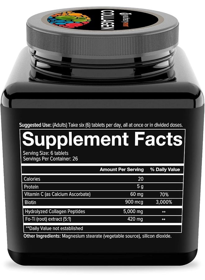 youtheory Men's Collagen - Vegetarian Collagen Supplement for Men - Contains Biotin - Supports Healthy Hair, Nails, Skin & Joints - 160 Tablets  - Image 3