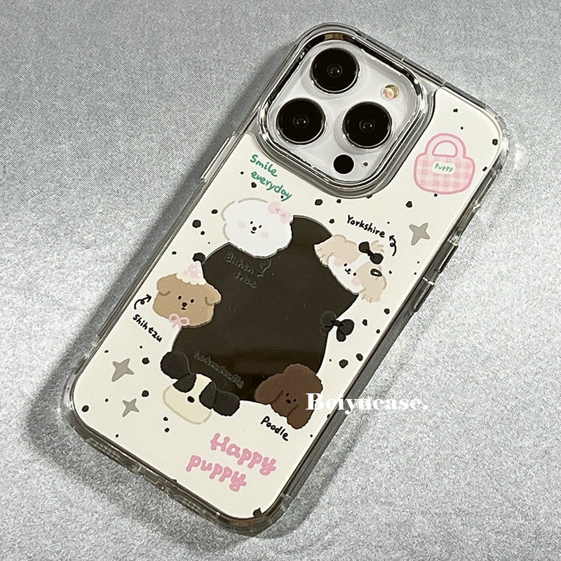 Cute Cartoon Splash-Ink Puppy Mirror Suitable for Apple 15Promax Mobile Phone Case Iphone14Pro New Model 6 - Image 1