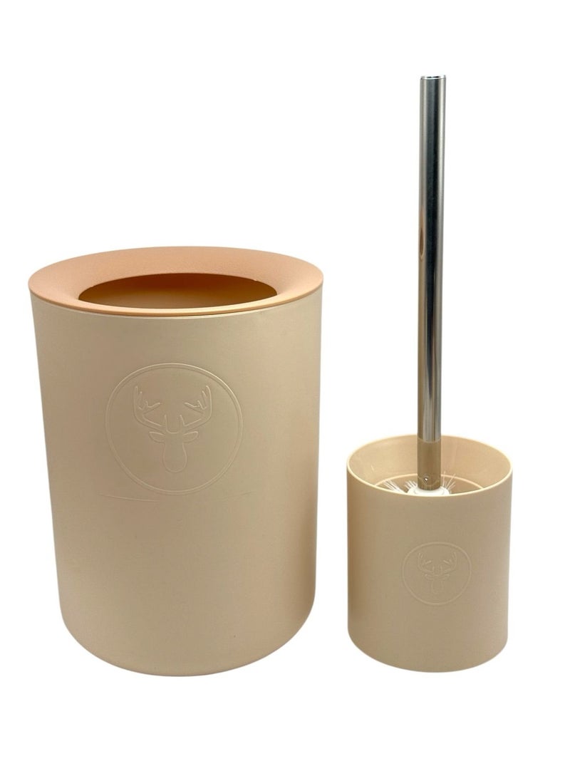 QSHOP QShop®️ Bamboo Bathroom Accessories Set, 6 Pieces, Luxury Modern Bathroom Accessories Set, Toilet Accessories with Waste Bin, Cup, Toothbrush Holder, Soap Dish Holder, and Soap Dispenser  - Image 3