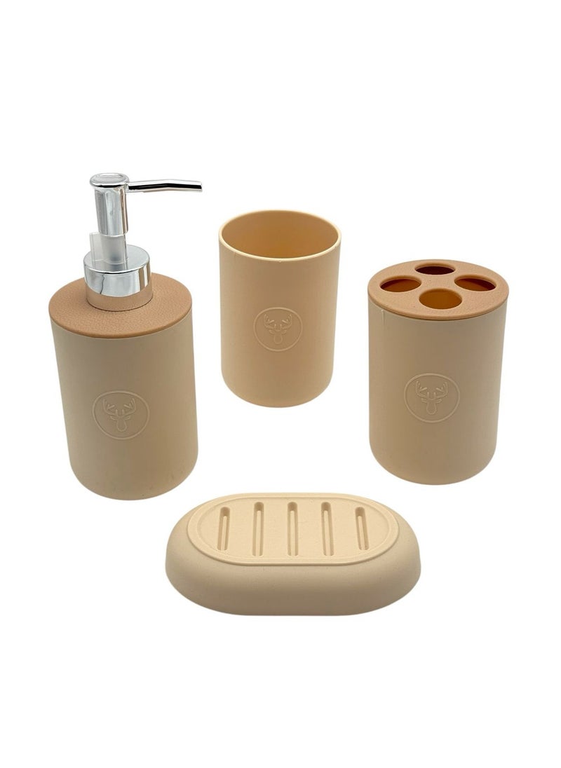 QSHOP QShop®️ Bamboo Bathroom Accessories Set, 6 Pieces, Luxury Modern Bathroom Accessories Set, Toilet Accessories with Waste Bin, Cup, Toothbrush Holder, Soap Dish Holder, and Soap Dispenser  - Image 4