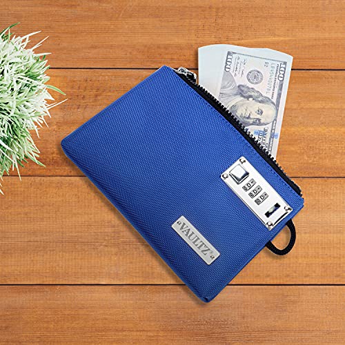 Vaultz Money Bag with Lock - 5 x 8 Inch, Men & Women's Locking Accessories Pouch for Cash, Bank Deposits, Wallet, Medicine, Phone and Credit Cards - BLUE - Image 4