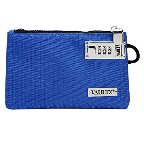 Vaultz Money Bag with Lock - 5 x 8 Inch, Men & Women's Locking Accessories Pouch for Cash, Bank Deposits, Wallet, Medicine, Phone and Credit Cards - BLUE - Image 1