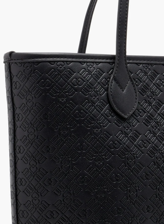 MISSY Women's Monogram Embossed Tote Bag with Double Handle and Pouch