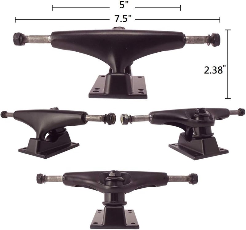 VJ Skateboard Truck and Wheel, 5.0 Skateboard Trucks 127mm Trucks w/Skateboard Cruiser Wheel 60mm, Skateboard Bearings, Skateboard Screws, Skateboard Riser Pads - Image 3