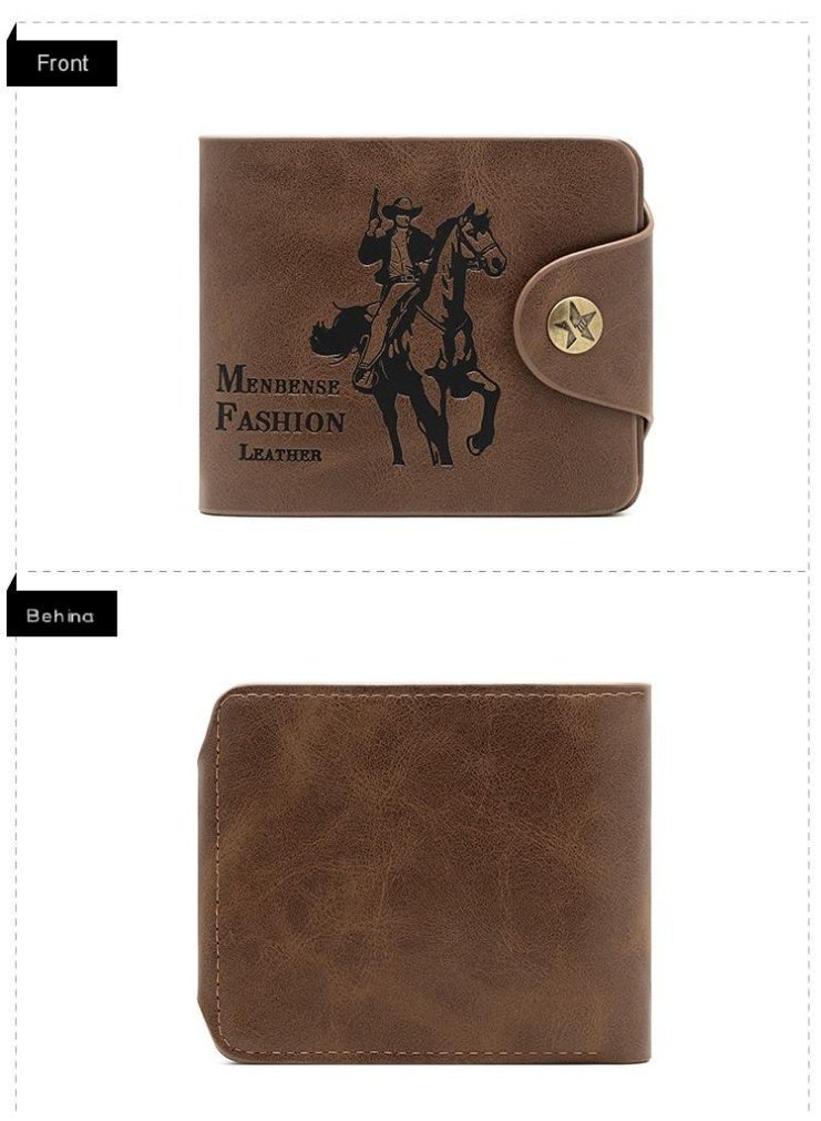 MENBENSE Men’s Bifold Wallet – PU Leather Short Wallet with Snap Button, 8 Card Slots, Cash Compartment, Zipper Coin Pocket, Photo Slot & SIM Card Holder - Image 5