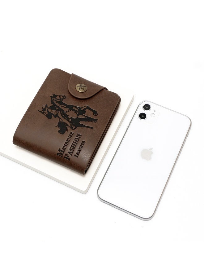 MENBENSE Men’s Bifold Wallet – PU Leather Short Wallet with Snap Button, 8 Card Slots, Cash Compartment, Zipper Coin Pocket, Photo Slot & SIM Card Holder - Image 4