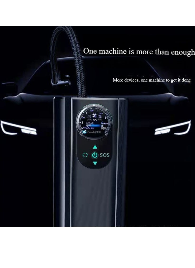 Pretocter - Electric Inflator pump Multi-functional portable USB wireless - black, air compressor, battery and dual power electric tire pump blower, all-in-one utility car, bike, swimming ring. - Image 1