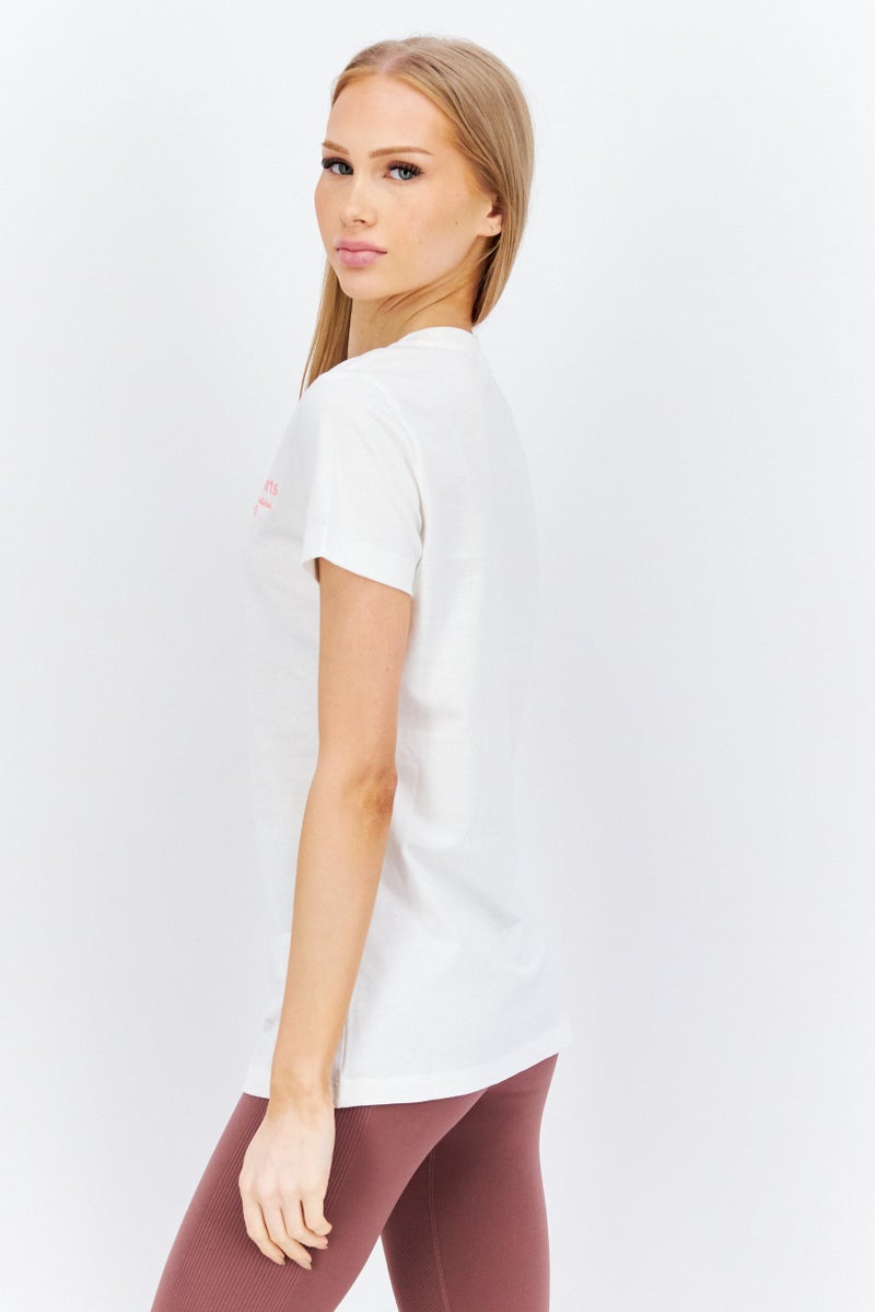 PUMA Women Sportswear Fit Short Sleeve Embroidered T-Shirts, Off White - Image 4