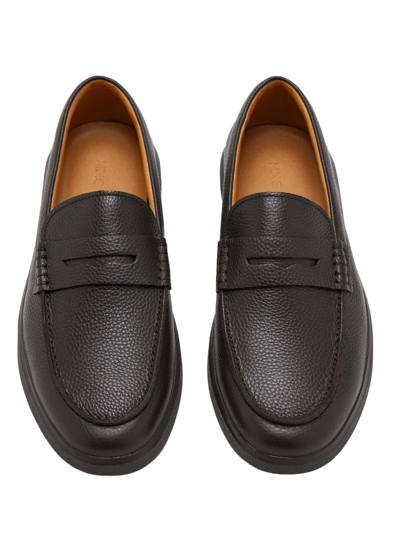 Mango Man 30-MARRON Leather Penny Loafers for Men | Best Price UAE