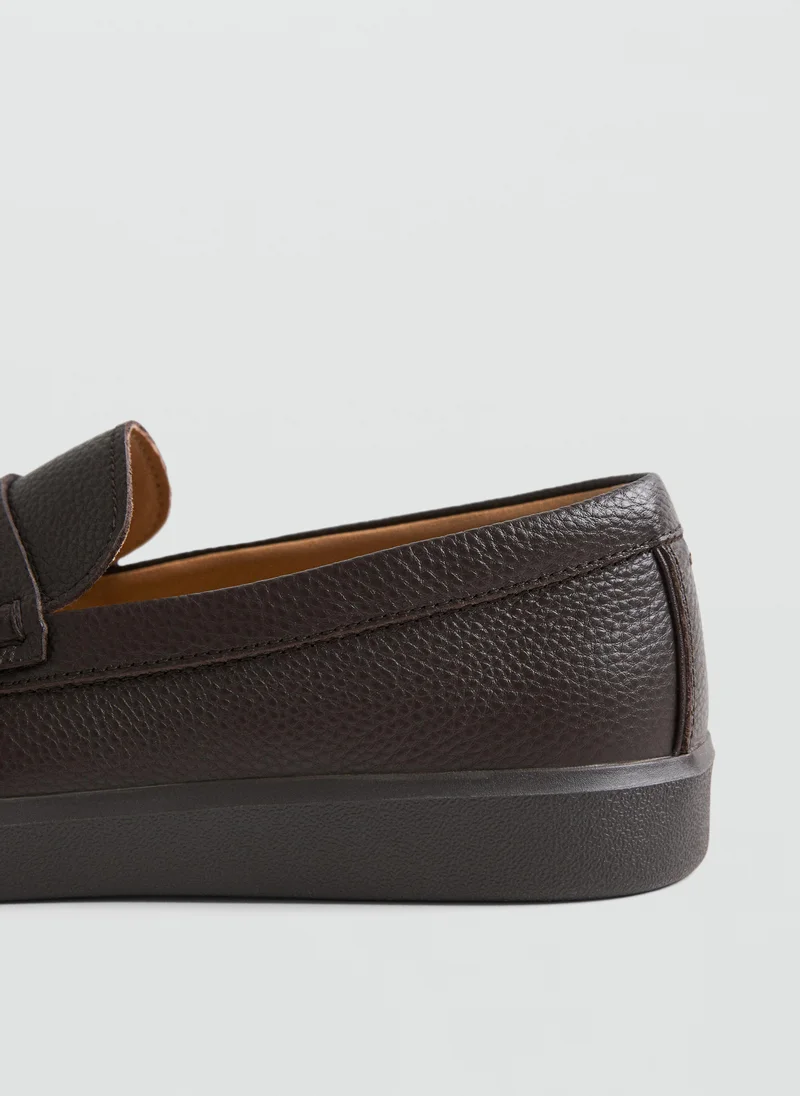 Mango Man 30-MARRON Leather Penny Loafers for Men | Best Price UAE