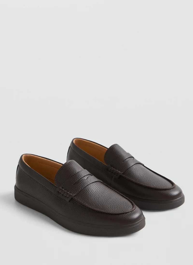 Mango Man Leather Penny Loafers