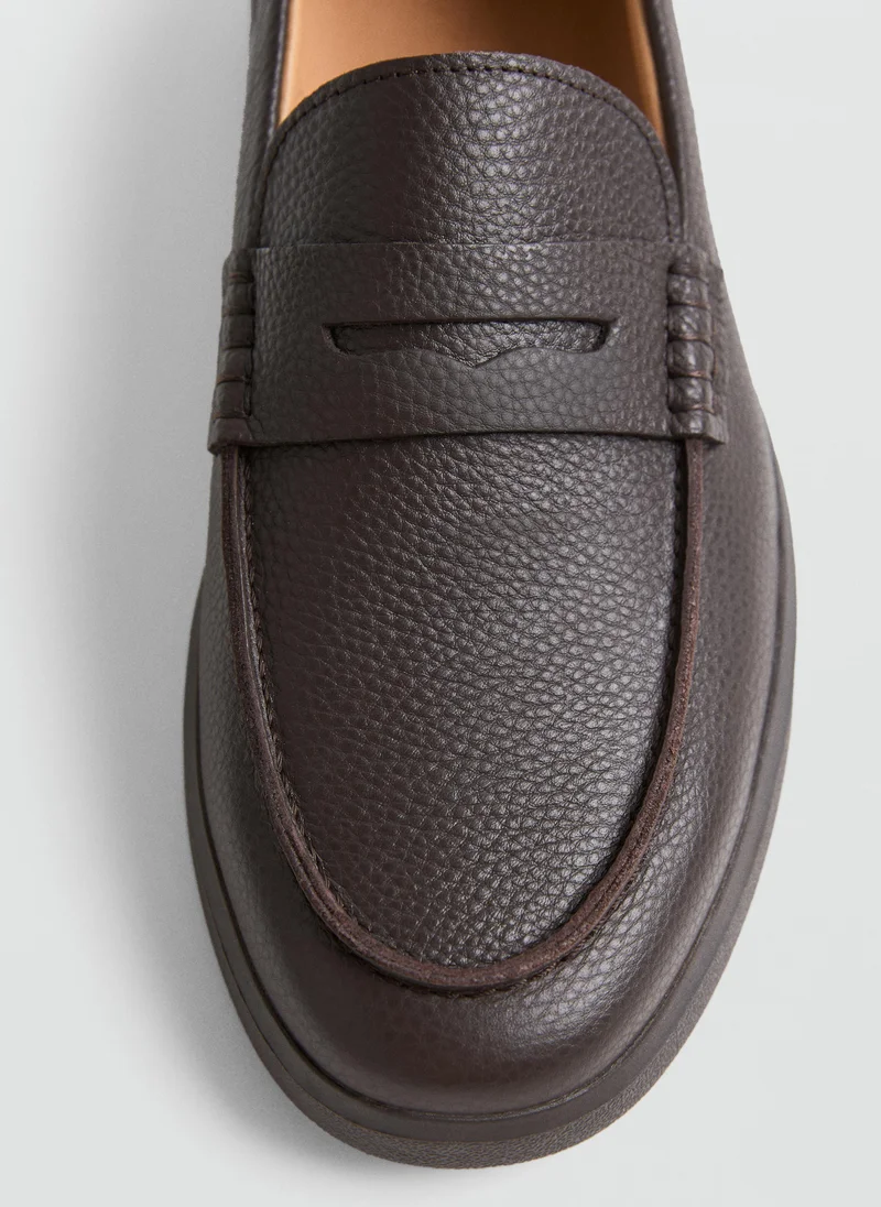 Mango Man 30-MARRON Leather Penny Loafers for Men | Best Price UAE