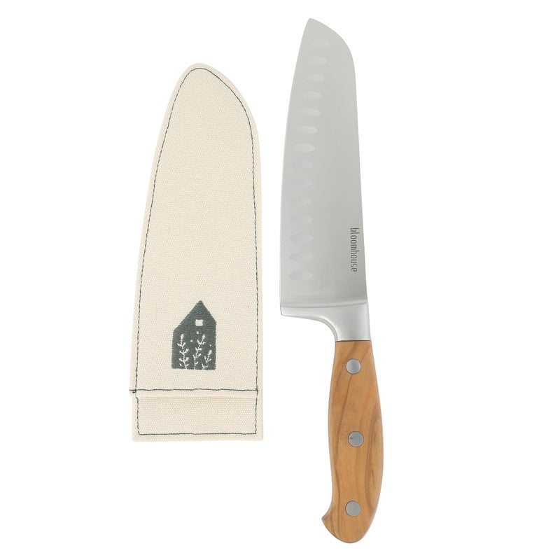 Bloomhouse - Two Time Oprah's Favorite Things Winner - 7-Inch Santoku Knife â€“ German Stainless Steel Blade with Forged Italian Olive Wood Handle, Full Tang Kitchen Knife for Slicing Dicing & Mincing - Image 4