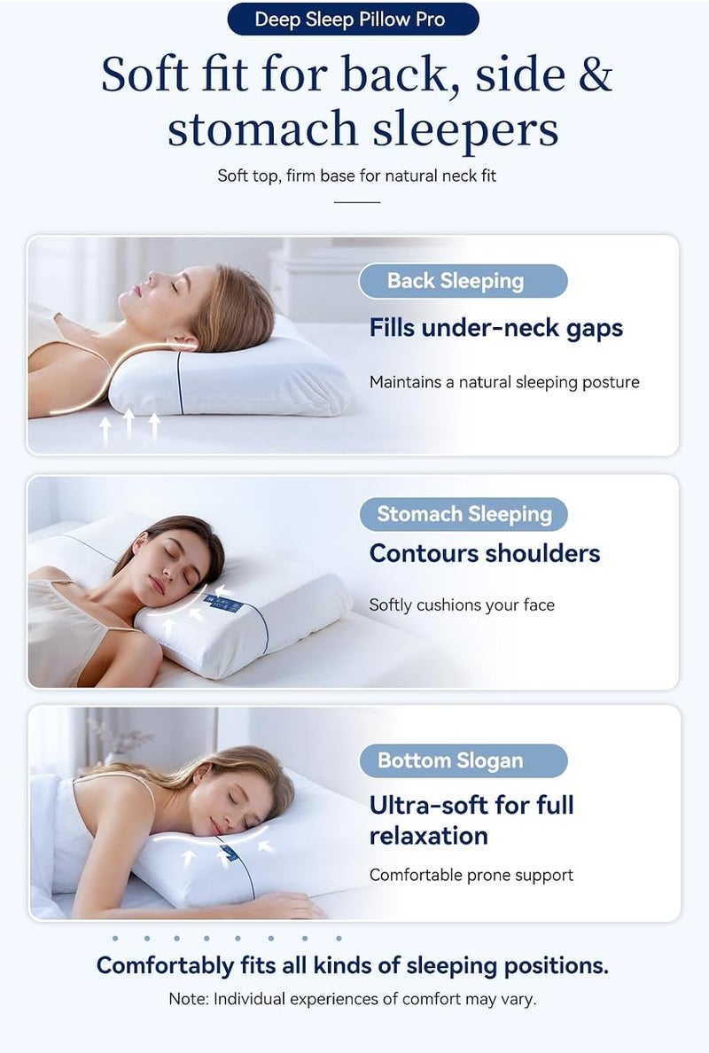 ibsun Memory Foam Pillow, 10cm Ergonomic Contour Neck Support Pillow, Dual-Sided Cooling & Cozy Core, Washable Breathable Cover for Side, Back and Stomach Sleepers (Gold) - Image 4