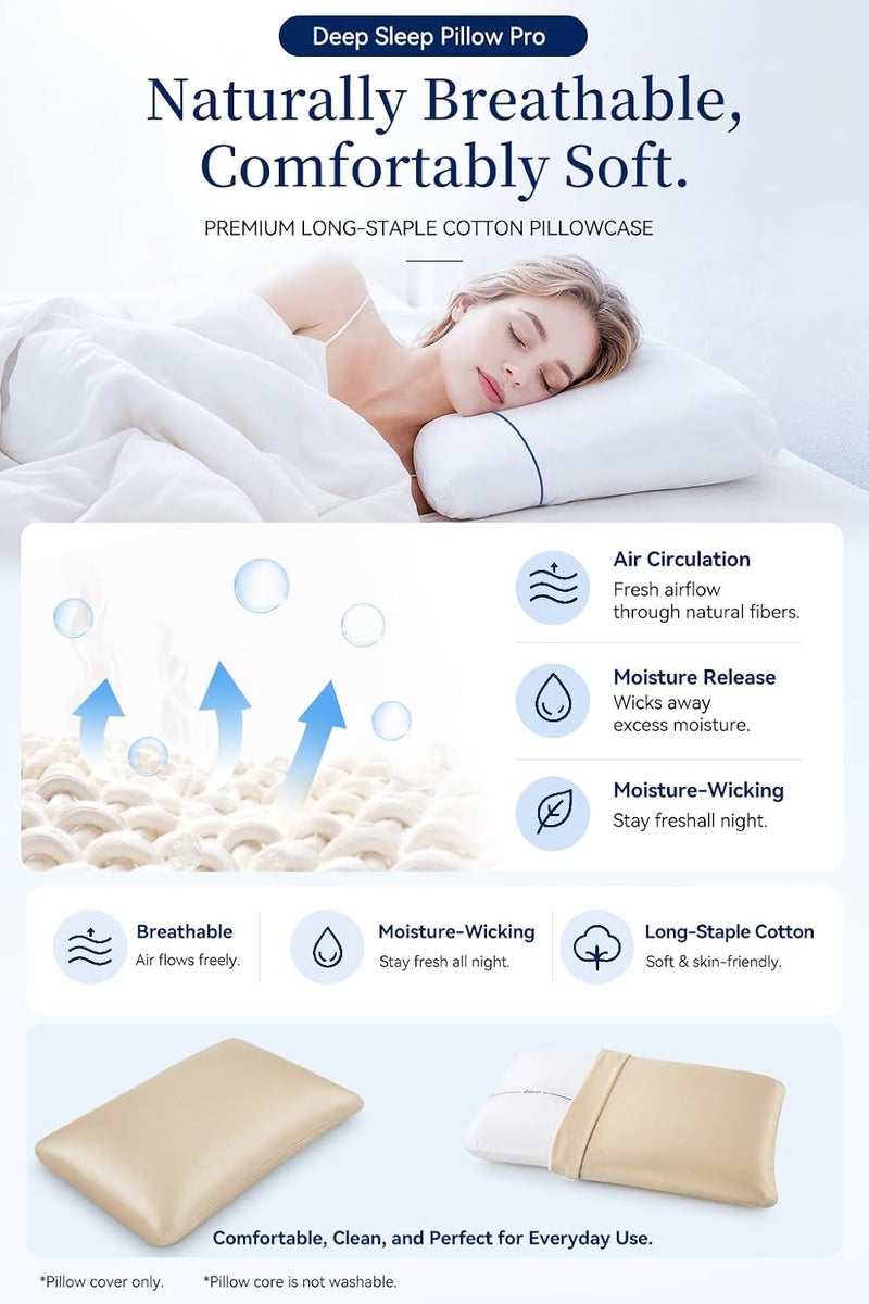 ibsun Memory Foam Pillow, 10cm Ergonomic Contour Neck Support Pillow, Dual-Sided Cooling & Cozy Core, Washable Breathable Cover for Side, Back and Stomach Sleepers (Gold) - Image 3