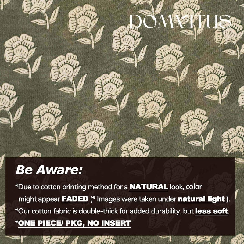 DOMVITUS Floral Pillow Covers 18x18 Throw Pillow Covers Decorative Farmhouse Block Floral Print Vintage Pillow Cover for Living Room Couch Bed, Dusty Green, 1PC - Image 3