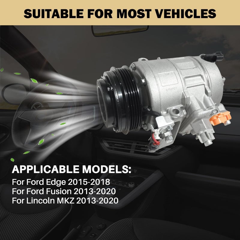 Aspligo AC Compressor for Ford Edge, Fusion & Lincoln MKZ (2013-2020) with A/C Clutch - Image 2