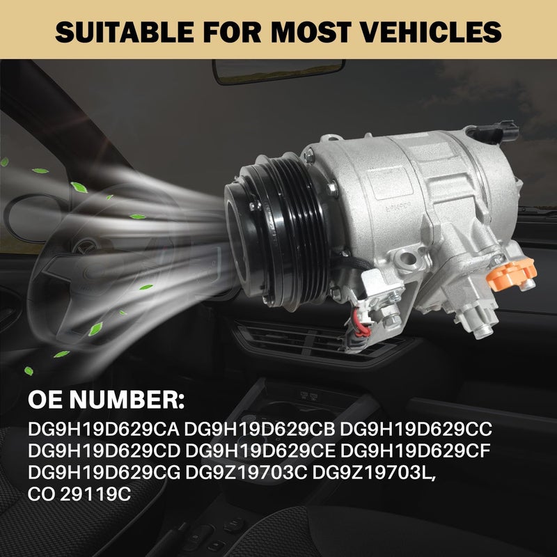 Aspligo AC Compressor for Ford Edge, Fusion & Lincoln MKZ (2013-2020) with A/C Clutch - Image 3
