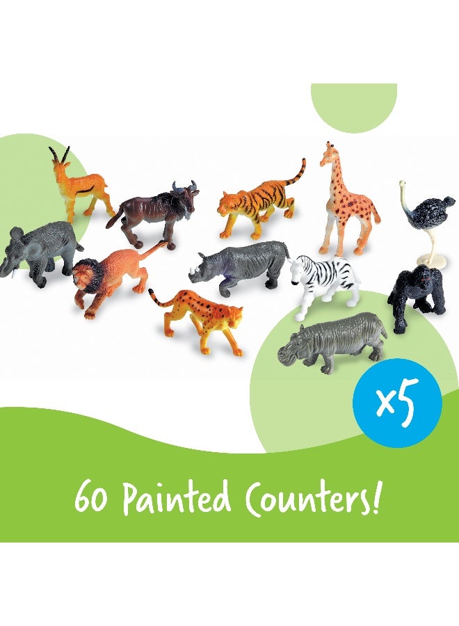 ليرننج ريسورسز مجموعة عدادات حيوانات الغابة من Learning Resources، مكونة من 60 شخصية حيوانات غابة ملونة وواقعية للعد والفرز واللعب الخيالي، تتضمن دلو تخزين وحقائق ممتعة عن الحيوانات، مناسبة للأعمار من 3 سنوات فما فوق - Image 3