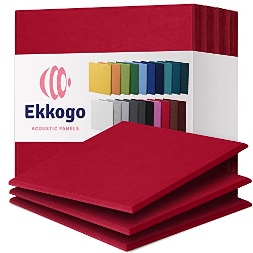 Ekkogo Acoustic Panels 12-Pack Soundproof Wall Panels 12"X12"X0.4" Sound Panels High Density Sound Dampening Panels - [Candy Red Square] - Image 1