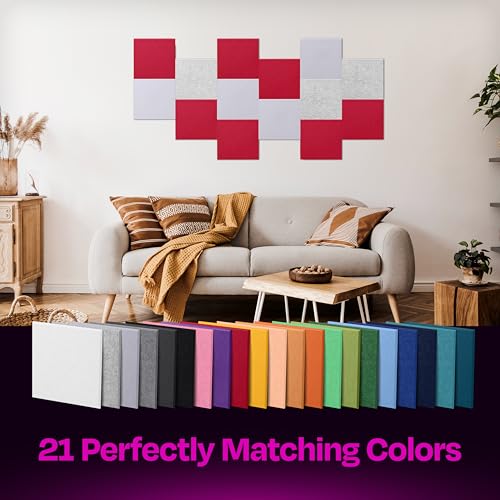Ekkogo Acoustic Panels 12-Pack Soundproof Wall Panels 12"X12"X0.4" Sound Panels High Density Sound Dampening Panels - [Candy Red Square] - Image 5