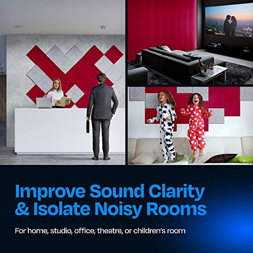 Ekkogo Acoustic Panels 12-Pack Soundproof Wall Panels 12"X12"X0.4" Sound Panels High Density Sound Dampening Panels - [Candy Red Square] - Image 4