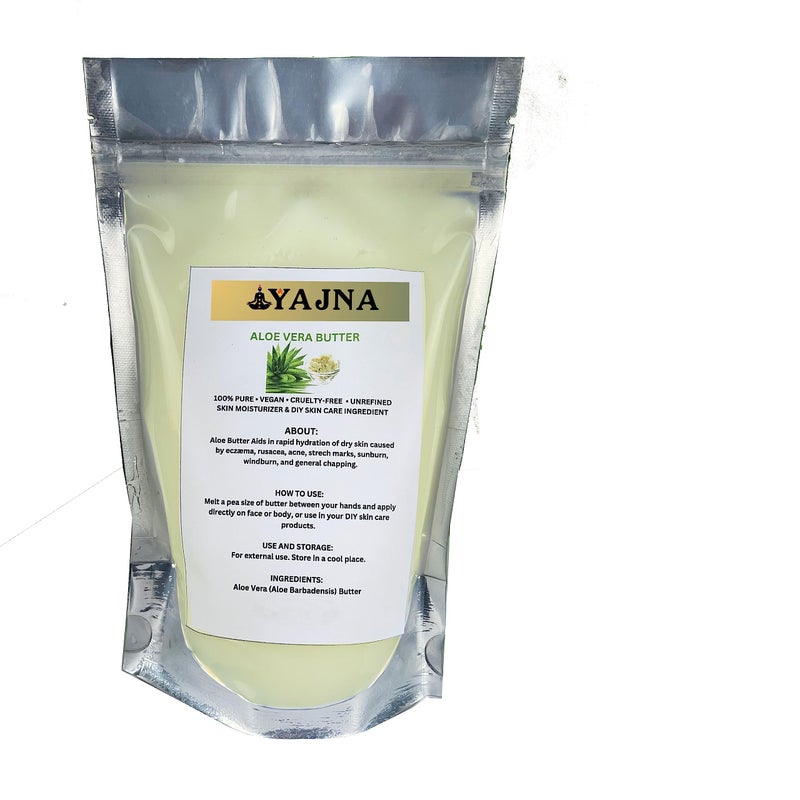 Yajna Organic Raw Aloe Vera Butter 100% Pure,Natural & Unrefined| Skin Moisturizer For Face, Body & Hair| 4 OZ/115 GM Ivory/White Grade A | DIY Creams, Balms, Lotions, Soaps| Softens Dry & Tough Skin - Image 1